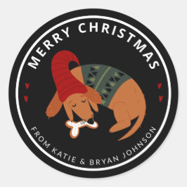 かわいいクリスマス眠り犬カスタマイズ ラウンドシール