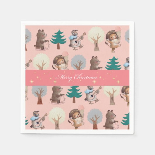 かわいいクリスマス紙プレート スタンダードカクテルナプキン (正面)