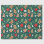 かわいいクリスマス素朴ジンジャーブレッド ラッピングペーパー (フラット)