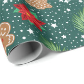 かわいいクリスマス素朴ジンジャーブレッド ラッピングペーパー (ロールコーナー)