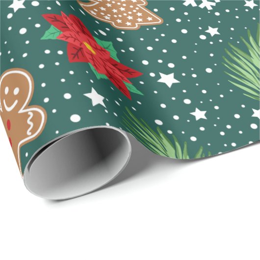 かわいいクリスマス素朴ジンジャーブレッド ラッピングペーパー (ロールコーナー)