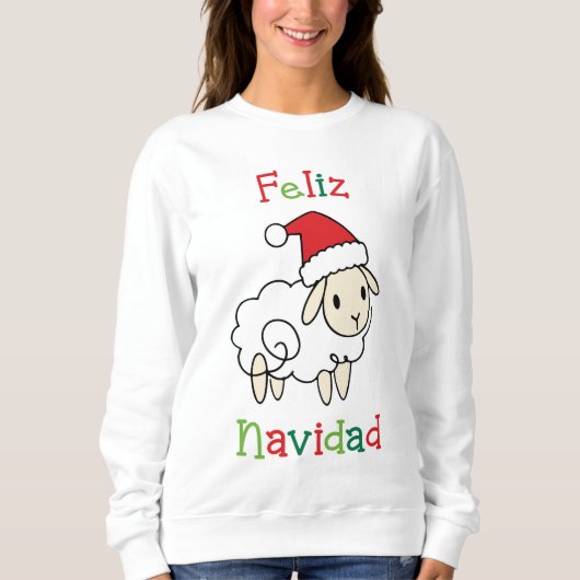 かわいいクリスマス羊 - Feliz Navidad スウェットシャツ (正面)