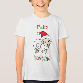 かわいいクリスマス羊 - Feliz Navidad トライブレンドTシャツ