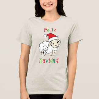 かわいいクリスマス羊 - Feliz Navidad トライブレンドTシャツ