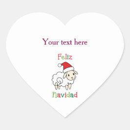 かわいいクリスマス羊 - Feliz Navidad ハートシール