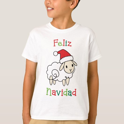 かわいいクリスマス羊 - Feliz Navidad Tシャツ (正面)