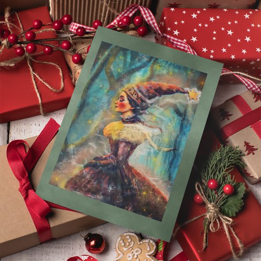 かわいいクリスマス美しい妖精の女性 シーズンカード