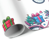 かわいいクリスマス自転車ホリデーピンクブルーギフトラッピング ラッピングペーパー (ロールコーナー)