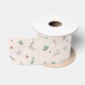かわいいクリスマス要素のあたたかい色 サテンリボン (リール)