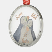 かわいいクリスマス記念日のパフィン メタルオーナメント (左)