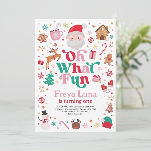 かわいいクリスマス誕生日オ何おもしろいガール誕生日 招待状 (スタンド正面)