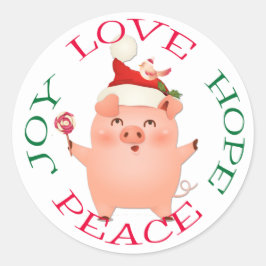 かわいいクリスマス豚の希望の平和 ラウンドシール