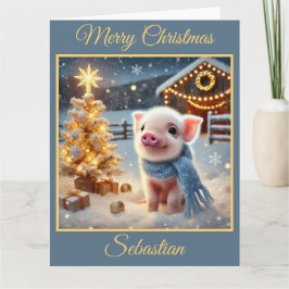 かわいいクリスマス豚オンザファーム カード