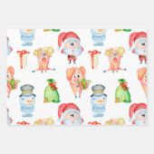 かわいいクリスマス豚 ラッピングペーパーシート (正面)