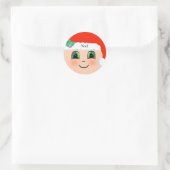 かわいいクリスマス赤ちゃん幸せ顔 ラウンドシール (バッグ)