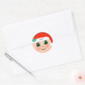 かわいいクリスマス赤ちゃん幸せ顔 ラウンドシール (封筒)
