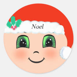 かわいいクリスマス赤ちゃん幸せ顔 ラウンドシール