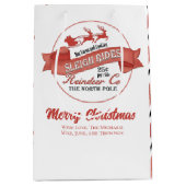 かわいいクリスマス赤と白カスタム ミディアムペーパーバッグ (正面)