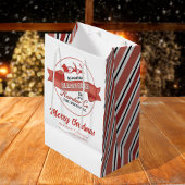 かわいいクリスマス赤と白カスタム ミディアムペーパーバッグ