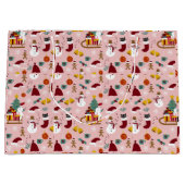 かわいいクリスマス雪だるまとスレッド ラージペーパーバッグ (正面)