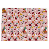 かわいいクリスマス雪だるまとスレッド ラージペーパーバッグ (裏面)