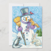 かわいいクリスマス雪だるまと動物招待状 招待状 (正面)