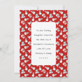 かわいいクリスマス雪だるまと名前 | 赤いクリスマス シーズンカード (裏面)