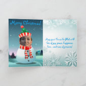 かわいいクリスマス雪だるまと自分の写真 シーズンカード (内部)