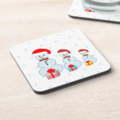 かわいいクリスマス雪だるまと雪片 コースター (左側)