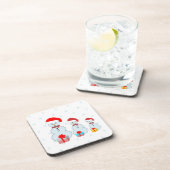 かわいいクリスマス雪だるまと雪片 コースター (右側)