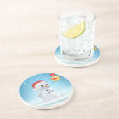 かわいいクリスマス雪だるまと雪片 コースター (側面)