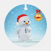 かわいいクリスマス雪だるまと雪片 メタルオーナメント (裏面)