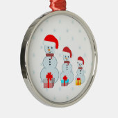 かわいいクリスマス雪だるまと雪片 メタルオーナメント (右)