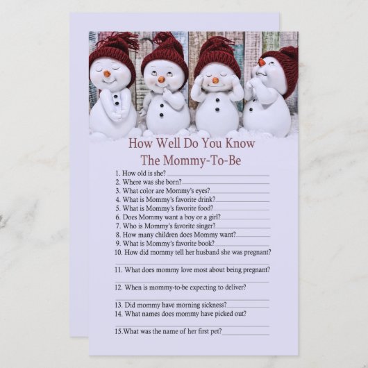 かわいいクリスマス雪だるまどのように良くゲームを知っている (正面/裏面)