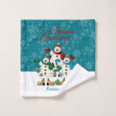 かわいいクリスマス雪だるまの友達 バスタオルセット (ウォッシュタオル)