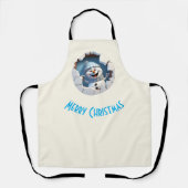 かわいいクリスマス雪だるまの壁図解入りの、写真付きの越し エプロン (正面)