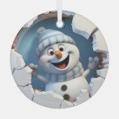 かわいいクリスマス雪だるまの壁図解入りの、写真付きの越し ガラスオーナメント (正面)