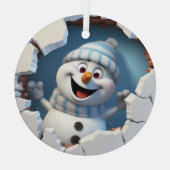 かわいいクリスマス雪だるまの壁図解入りの、写真付きの越し ガラスオーナメント (裏面)
