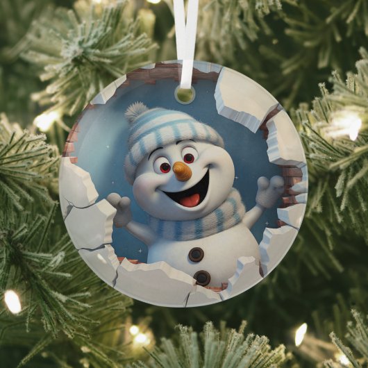 かわいいクリスマス雪だるまの壁図解入りの、写真付きの越し ガラスオーナメント (インサイチュ)