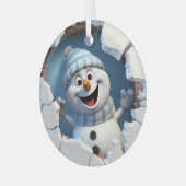かわいいクリスマス雪だるまの壁図解入りの、写真付きの越し ガラスオーナメント (正面左)