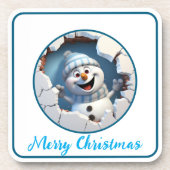 かわいいクリスマス雪だるまの壁図解入りの、写真付きの越し コースター (正面)