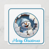 かわいいクリスマス雪だるまの壁図解入りの、写真付きの越し シーズンカード (正面/裏面)