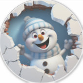 かわいいクリスマス雪だるまの壁図解入りの、写真付きの越し シール (正面)
