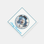 かわいいクリスマス雪だるまの壁図解入りの、写真付きの越し スタンダードカクテルナプキン (角)