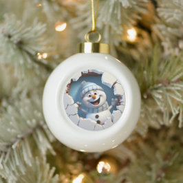 かわいいクリスマス雪だるまの壁図解入りの、写真付きの越し セラミックボールオーナメント