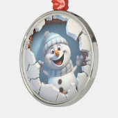 かわいいクリスマス雪だるまの壁図解入りの、写真付きの越し メタルオーナメント (左)