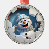 かわいいクリスマス雪だるまの壁図解入りの、写真付きの越し メタルオーナメント (正面)