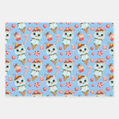 かわいいクリスマス雪だるまアイスクリームとキャンディカン ラッピングペーパーシート (正面)
