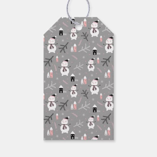 かわいいクリスマス雪だるまギフトラベル ギフトタグ (正面)