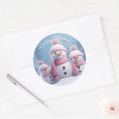 かわいいクリスマス雪だるまステッカー ラウンドシール (封筒)